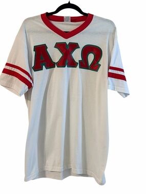 Alpha Chi Omega AXO Sorority Jersey Tee Augusta Sportswear Large Greek Letters